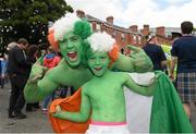 13 June 2015; Republic of Ireland supporters Shane Peppard and his son Clayton, from Dublin, ahead of the game. UEFA EURO 2016 Championship Qualifier, Group D, Republic of Ireland v Scotland, Aviva Stadium, Lansdowne Road, Dublin. Picture credit: Ray McManus / SPORTSFILE