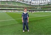 13 June 2015; Pictured is Seán Hickey, aged 8, from Ratoath, Co. Meath, at the Aviva Stadium. Seán won a McDonald’s Future Football competition to become a flag bearer for the crucial Ireland v Scotland European Championship Qualifier at the Aviva Stadium. McDonald’s FAI Future Football is a programme designed to support grassroots football clubs by enriching the work they do at local level. Over 10,000 boys and girls from 165 football clubs in Ireland will take part this year, generating 70,000 additional hours of activity. UEFA EURO 2016 Championship Qualifier, Group D, Republic of Ireland v Scotland, Aviva Stadium, Lansdowne Road, Dublin. Picture credit: Ramsey Cardy / SPORTSFILE