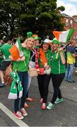 13 June 2015; Republic of Ireland supporters Gemma, Tirola and Caroline, McAuley, with Cathy Hennessy, all from Newmarket-on-Fergus, Co. Clare, on their way to the game. UEFA EURO 2016 Championship Qualifier, Group D, Republic of Ireland v Scotland, Aviva Stadium, Lansdowne Road, Dublin. Picture credit: Ray McManus / SPORTSFILE