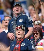 13 June 2015; Scotland supporters singing 'Flower of Scotland' at the game. UEFA EURO 2016 Championship Qualifier, Group D, Republic of Ireland v Scotland, Aviva Stadium, Lansdowne Road, Dublin. Picture credit: Matt Browne / SPORTSFILE
