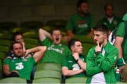 13 June 2015; Dejected Republic of Ireland supporters after the game. UEFA EURO 2016 Championship Qualifier, Group D, Republic of Ireland v Scotland, Aviva Stadium, Lansdowne Road, Dublin. Picture credit: David Maher / SPORTSFILE