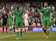 13 June 2015; Republic of Ireland's Seamus Coleman and Marc Wilson leave the field after the game. UEFA EURO 2016 Championship Qualifier, Group D, Republic of Ireland v Scotland, Aviva Stadium, Lansdowne Road, Dublin. Picture credit: David Maher / SPORTSFILE