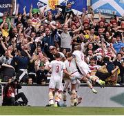 13 June 2015;  Scotland players celebrate their side's goal. UEFA EURO 2016 Championship Qualifier, Group D, Republic of Ireland v Scotland, Aviva Stadium, Lansdowne Road, Dublin. Picture credit: David Maher / SPORTSFILE