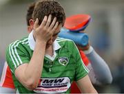 13 June 2015; Laois goalkeeper Graham Brody, leaves the field dejected after the game. Leinster GAA Football Senior Championship, Quarter-Final Replay Kildare v Laois. O'Connor Park, Tullamore, Co. Offaly. Picture credit: Piaras Ó Mídheach / SPORTSFILE