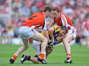 9 August 2008; Ciaran Lyng, Wexford, in action against Finnian Moriarty, left, and Charlie Vernon, Armagh. GAA Football All-Ireland Senior Championship Quarter-Final, Armagh v Wexford, Croke Park, Dublin. Picture credit: Pat Murphy / SPORTSFILE