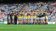 9 August 2008; The Wexford squad form a huddle before the game. GAA Football All-Ireland Senior Championship Quarter-Final, Armagh v Wexford, Croke Park, Dublin. Picture credit: Stephen McCarthy / SPORTSFILE