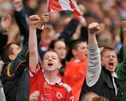 16 August 2008; Tyrone supporters cheer on their team during the game. GAA Football All-Ireland Senior Championship Quarter-Final, Dublin v Tyrone, Croke Park, Dublin. Picture credit: David Maher / SPORTSFILE