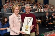 13 June 2015; Dave Mahedy receives a Distinguished Service Award from Special Olympics Ireland Chairperson Mary Davis at the Special Olympics AGM 2015. Dublin City University, Glasnevin, Dublin. Picture credit: Cody Glenn / SPORTSFILE