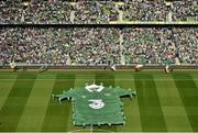 13 June 2015; A giant Republic of Ireland jersey is displayed on the pitch ahead of the game. UEFA EURO 2016 Championship Qualifier, Group D, Republic of Ireland v Scotland, Aviva Stadium, Lansdowne Road, Dublin. Picture credit: Ramsey Cardy / SPORTSFILE