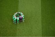 13 June 2015; The Republic of Ireland team huddle ahead of the game. UEFA EURO 2016 Championship Qualifier, Group D, Republic of Ireland v Scotland, Aviva Stadium, Lansdowne Road, Dublin. Picture credit: Ramsey Cardy / SPORTSFILE