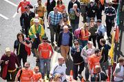 14 June 2015; Armagh and Donegal supporters make their way to the grounds ahead of the game. Ulster GAA Football Senior Championship Quarter-Final, Armagh v Donegal. Athletic Grounds, Armagh. Picture credit: Brendan Moran / SPORTSFILE