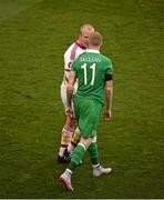 13 June 2015; James McClean, Republic of Ireland, and Steven Naismith, Scotland. Both were shown a yellow card after this exchange. UEFA EURO 2016 Championship Qualifier, Group D, Republic of Ireland v Scotland, Aviva Stadium, Lansdowne Road, Dublin. Picture credit: Ray McManus / SPORTSFILE