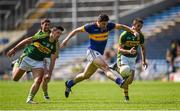 14 June 2015; Philip Austin, Tipperary, in action against Aidan O'Mahony, left, and Shane Enright, Kerry. Munster GAA Football Senior Championship Semi-Final, Kerry v Tipperary. Semple Stadium, Thurles, Co. Tipperary. Picture credit: Ray McManus / SPORTSFILE