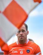 14 June 2015; Armagh captain Ciaran McKeever leads his team during the pre-match parade. Ulster GAA Football Senior Championship Quarter-Final, Armagh v Donegal. Athletic Grounds, Armagh. Picture credit: Brendan Moran / SPORTSFILE