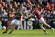 14 June 2015; Cillian O'Connor, Mayo, in action against Johnny Duane, Galway. Connacht GAA Football Senior Championship Semi-Final, Galway v Mayo. Pearse Stadium, Galway. Picture credit: Piaras Ó Mídheach / SPORTSFILE