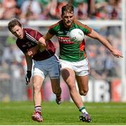 14 June 2015; Aidan O'Shea, Mayo, in action against Michael Lundy, Galway. Connacht GAA Football Senior Championship Semi-Final, Galway v Mayo. Pearse Stadium, Galway. Picture credit: Piaras Ó Mídheach / SPORTSFILE
