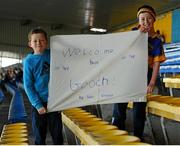 14 June 2015; Tipperary supporters, brothers Sean and David Kingston, hold a homemade banner up before the game. Munster GAA Football Senior Championship Semi-Final, Kerry v Tipperary. Semple Stadium, Thurles, Co. Tipperary. Picture credit: Seb Daly / SPORTSFILE