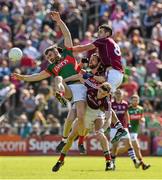 14 June 2015; Seamus O'Shea and Tom Parsons, Mayo, in action against Thomas Flynn and Fiontan O'Curraoin, Galway. Connacht GAA Football Senior Championship Semi-Final, Galway v Mayo. Pearse Stadium, Galway. Picture credit: David Maher / SPORTSFILE