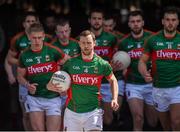 14 June 2015; Mayo captain Keith Higgins leads the Mayo team out for the start of the game. Connacht GAA Football Senior Championship Semi-Final, Galway v Mayo. Pearse Stadium, Galway. Picture credit: David Maher / SPORTSFILE
