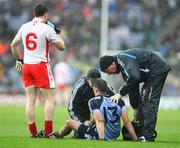 16 August 2008; Alan Brogan, Dublin, receives treatment for a first half injury. GAA Football All-Ireland Senior Championship Quarter-Final, Dublin v Tyrone, Croke Park, Dublin. Picture credit: Oliver McVeigh / SPORTSFILE
