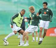 17 August 2008; Republic of Ireland's Steven Reid, left, in action against his team-mate's Andy Keogh and Joey O'Brien, right, during squad training. Gannon Park, Malahide, Dublin. Picture credit: David Maher / SPORTSFILE