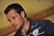 17 August 2008; Republic of Ireland's Andy Reid speaks to the media during the players mixed zone, Grand Hotel, Malahide, Dublin. Picture credit: David Maher / SPORTSFILE