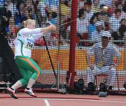 18 August 2008; Eileen O'Keeffe, Ireland, in action during her first attempt in Group B qualifying in the Women's Hammer. She threw a best of 67.66m but failed to qualify for the final. Beijing 2008 - Games of the XXIX Olympiad, National Stadium, Olympic Green, Beijing, China. Picture credit: Brendan Moran / SPORTSFILE