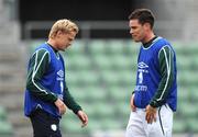 18 August 2008; Republic of Ireland's Steve Finnan, right, with his team-mate Damien Duff during squad training. Bislett Stadium, Oslo, Norway. Picture credit: David Maher / SPORTSFILE