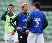 18 August 2008; Republic of Ireland's Steve Finnan, right, with his team-mate Damien Duff during squad training. Bislett Stadium, Oslo, Norway. Picture credit: David Maher / SPORTSFILE