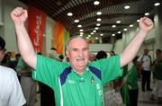 19 August 2008; Dominic O'Rourke, President of the Irish Amateur Boxing Association, IABA, celebrates after attending the Quarter-Finals which resulted in victories for both Paddy Barnes and Kenneth Egan, who both progress to the semi-finals and are guaranteed at least a bronze medal. Beijing 2008 - Games of the XXIX Olympiad, Beijing Workers Gymnasium, Olympic Green, Beijing, China. Picture credit: Ray McManus / SPORTSFILE