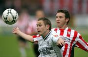 19 August 2008; Barry Slattery, Kildare County, in action against Kevin Deery, Derry City. FAI Ford Cup Fourth Round, Derry City v Kildare County, Brandywell, Derry. Picture credit: Oliver McVeigh / SPORTSFILE