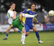 19 August 2008; Darragh McNamara, Republic of Ireland, in action against Sergey Rybalko, Ukraine. Under-19 Four Nations International Tournament, Leah Victoria Park, Tullamore, Co. Offaly. Picture credit: Brian Lawless / SPORTSFILE