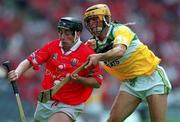 6 August 2000; Cork's Pat Ryan in action against Ger Oakley, Offaly. Offaly v Kildare, All-Ireland Senior Hurling Championship, Croke Park, Dublin. Picture credit; Ray McManus/SPORTSFILE