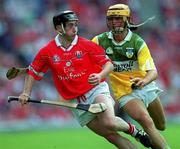 6 August 2000; Pat Ryan, Cork, in action against Ger Oakley, Offaly. Cork v Offaly, All-Ireland Senior Hurling Championship Semi Final, Croke Park, Dublin. Picture credit; Ray McManus/SPORTSFILE