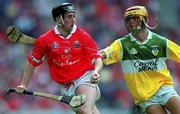 6 August 2000; Pat Ryan, Cork, in action against Ger Oakley, Offaly. Cork v Offaly, All-Ireland Senior Hurling Championship Semi Final, Croke Park, Dublin. Picture credit; Ray McManus/SPORTSFILE