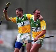 6 August 2000; Offaly's John Ryan (right) and Michael Duignan celebrate at the final whistle. Offaly v Cork, All-Ireland Senior Hurling Championship Semi Final, Croke Park, Dublin. Picture credit; Ray McManus/SPORTSFILE