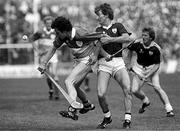 1 September 1985; Pat Fleury, Offaly captain, left, in action against Noel Lane, Galway, All Ireland Hurling Final, Offaly v Galway, Croke Park, Dublin. Picture credit; Ray McManus/SPORTSFILE