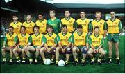 20 September 1992; The Donegal team, back row, from left, Matt Gallagher, John Joe Doherty, Noel Hegarty, Gary Walsh, Brian Murray, Barry McGowan, Declan Bonner, Donal Reid, front row, from left, Martin McHugh, Joyce McMullan, Manus Boyle, Tony Boyle, Anthony Molloy, Martin Gavigan, and James McHugh prior to the All-Ireland Senior Football Final match between Dublin and Donegal at Croke Park in Dublin. Photo by Ray McManus/Sportsfile