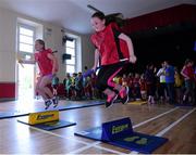 11 June 2015; Holly Carroll and Jessica Ryan, from Graiguenamanagh, in action during the Forest Feast Little Athletics Jamboree in Kilkenny. Graiguenamanagh, Kilkenny. Picture credit: Matt Browne / SPORTSFILE