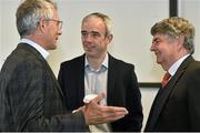 13 June 2015; Sports Surgery Clinic, Dublin, hosted a Conference on “Concussion: Diagnosis and Rehabilitation” on Saturday, at which details of Post Concussion Assessment Pathway, a new concussion treatment process and research project on the condition, was announced. Pictured are, from left, Prof. Willem Meeuwisse, Sports Medicine Centre & Co-Chair, Sport Injury Prevention Research Centre, Faculty of Kinesiology, University of Calgary, legendary Jockey Ruby Walsh and Dr. Michael Turner, Medical Director of National Concussion and Head Injury Centre, London. See www.sportssurgeryclinic.com for more information. Picture credit: Cody Glenn / SPORTSFILE