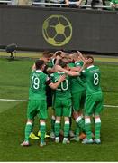 13 June 2015; Republic of Ireland players celebrate after Jonathan Walters scored their only goal of the game. UEFA EURO 2016 Championship Qualifier, Group D, Republic of Ireland v Scotland, Aviva Stadium, Lansdowne Road, Dublin. Picture credit: Brendan Moran / SPORTSFILE