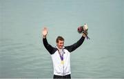 15 June 2015; Gold medallist Brendel Sebastian of Germany after the final of the Canoe Sprint Men's Canoe Single (C1) 1000m event. 2015 European Games, Mingachevir, Baku, Azerbaijan. Picture credit: Stephen McCarthy / SPORTSFILE