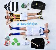 15 June 2015; Pictured at the Electric Ireland All-Ireland Minor Championships #ThisIsMajor launch are Kilkenny’s Michael Fennelly, right, and Kilkenny minor hurler Tommy Walsh. Mayo minor footballer Barry Duffy, Kilkenny minor hurler Tommy Walsh and their senior counterparts Mayo’s Cillian O’Connor and Kilkenny’s Michael Fennelly have teamed up with Electric Ireland, proud sponsor of the All-Ireland Minor Championships, to launch this season’s #ThisIsMajor campaign which coincides with the return of the Minor Championships after the Leaving Cert break. Throughout the Championship fans can follow the action, support the Minors and be a part of something major through the hashtag #ThisIsMajor. Croke Park, Dublin. Picture credit: Ramsey Cardy / SPORTSFILE