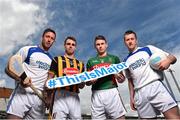 15 June 2015; Pictured at the Electric Ireland All-Ireland Minor Championships #ThisIsMajor launch are, from left to right, Kilkenny hurlers, senior Michael Fennelly, minor Tommy Walsh, and Mayo footballers, minor Barry Duffy, and senior Cillian O’Connor. Mayo minor footballer Barry Duffy, Kilkenny minor hurler Tommy Walsh and their senior counterparts Mayo’s Cillian O’Connor and Kilkenny’s Michael Fennelly have teamed up with Electric Ireland, proud sponsor of the All-Ireland Minor Championships, to launch this season’s #ThisIsMajor campaign which coincides with the return of the Minor Championships after the Leaving Cert break. Throughout the Championship fans can follow the action, support the Minors and be a part of something major through the hashtag #ThisIsMajor. Croke Park, Dublin. Picture credit: Ramsey Cardy / SPORTSFILE