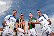 15 June 2015; Pictured at the Electric Ireland All-Ireland Minor Championships #ThisIsMajor launch are, from left to right, Kilkenny hurlers, senior Michael Fennelly and minor Tommy Walsh, Mayo footballers, minor Barry Duffy and senior Cillian O’Connor. Mayo Minor footballer Barry Duffy, Kilkenny Minor hurler Tommy Walsh and their senior counterparts Mayo’s Cillian O’Connor and Kilkenny’s Michael Fennelly have teamed up with Electric Ireland, proud sponsor of the All-Ireland Minor Championships, to launch this season’s #ThisIsMajor campaign which coincides with the return of the Minor Championships after the Leaving Cert break. Throughout the Championship fans can follow the action, support the Minors and be a part of something major through the hashtag #ThisIsMajor. Pictured at the launch, from left to right, Kilkenny hurlers, senior Michael Fennelly, minor Tommy Walsh, and Mayo footballers, minor Barry Duffy, and senior Cillian O’Connor. Croke Park, Dublin. Picture credit: Ramsey Cardy / SPORTSFILE