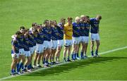 14 June 2015; The Wicklow players stand together for the National Anthem. Leinster GAA Football Senior Championship Quarter-Final, Meath v Wicklow. Páirc Táilteann, Navan, Co. Meath. Picture credit: Dáire Brennan / SPORTSFILE