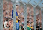 14 June 2015; A young Wicklow supporter watches the game. Leinster GAA Football Senior Championship Quarter-Final, Meath v Wicklow. Páirc Táilteann, Navan, Co. Meath. Picture credit: Dáire Brennan / SPORTSFILE