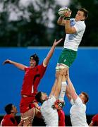 15 June 2015; Alex Thompson, Ireland, wins possession in a lineout. World Rugby U20 Championship 5th Place Semi-Final, Ireland v Wales. Calvisano, Italy. Stadio Zaffanella, Viadana, Italy. Picture credit: Roberto Bregani / SPORTSFILE