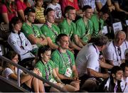 16 June 2015; Team Ireland boxers watch on as Myles Casey, Ireland, and Ivan Fihurenka, Belarus, clash in their Men's Fly 52kg Round of 32 bout. 2015 European Games, Crystal Hall, Baku, Azerbaijan. Picture credit: Stephen McCarthy / SPORTSFILE
