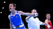 16 June 2015; Riccardo D'Andrea, Italy, celebrates defeating Iurii Shestak, Ukriane, during their Men's Boxing Bantam 56kg Round of 32 bout. 2015 European Games, Crystal Hall, Baku, Azerbaijan. Picture credit: Stephen McCarthy / SPORTSFILE
